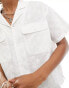 Native Youth lace jacquard boxy fit shirt with chest pockets in white