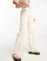 DTT Tall Molly high waist wide leg cargo jeans in ecru