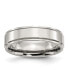 Stainless Steel Polished 6mm Ridged Edge Band Ring