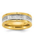 Фото #1 товара Stainless Steel Brushed Yellow IP-plated CZ Band Ring