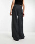 ASOS DESIGN folded front wide leg trouser in black