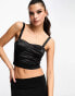 Miss Selfridge satin corset bralet in black