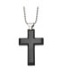 Black IP-plated Large Cross Pendant Ball Chain Necklace