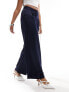 Фото #1 товара Monki low waist satin tailored trousers in navy blue