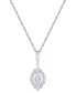 ფოტო #1 პროდუქტის Diamond Round & Baguette Halo Cluster 18" Pendant Necklace (1/2 ct. t.w.) in Sterling Silver