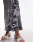 Topshop washed rib floral shadow print midi skirt in grey