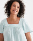 ფოტო #3 პროდუქტის Women's Cotton Gauze Square-Neck Top, Created for Macy's