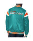 ფოტო #2 პროდუქტის Men's Aqua Miami Dolphins Satin Full-Snap Varsity Jacket