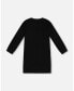 ფოტო #3 პროდუქტის Toddler Girls Knitted Dress With Sequins Black - Toddler|Child