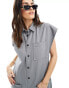 ASOS DESIGN grown on sleeve boiler suit with dropped pockets in dusky blue Blau gedeckt, 36 - фото #3