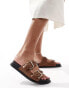 New Look double buckle flat sandal in tan Бежевый, 38 - фото #2