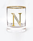 Monogram Rim and Letter N Double Old Fashioned Glasses, Set Of 4