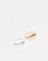 Фото #1 товара ASOS DESIGN pack of 2 rings with bubble design in mixed metal