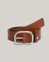 Tommy Jeans Oval Buckle Leather Belt in Brown Red