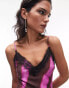 Topshop pink lace maxi fishtail slip dress in animal print