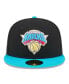 Фото #4 товара Men's Black, Turquoise New York Knicks Arcade Scheme 59FIFTY Fitted Hat