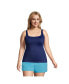 Plus Size Mastectomy Square Neck Tankini Swimsuit Top Adjustable Straps