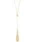 Italian Gold lattice Teardrop 18" Lariat Necklace in 10k Gold