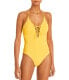 Фото #1 товара Aqua Swim 285078 Women Lace Up Plunge One Piece Swimsuit, Size Large