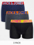 Jack & Jones 3 pack trunks with contrast colour waist band