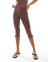 ASOS DESIGN mid rise capri leggings in chocolate