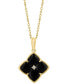 EFFY® Onyx & Diamond Accent Flower 18" Pendant Necklace in 14k Gold