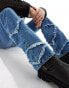 Фото #4 товара ASOS DESIGN flare jeans with raw edges in mid blue