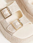 ASOS DESIGN Tennesse buckle detail wedge mules in natural