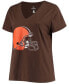 Фото #3 товара Women's Plus Size Nick Chubb Brown Cleveland Browns Name Number V-Neck T-shirt