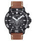 Men's Swiss Chronograph Seastar Brown Leather Strap Watch 46mm