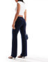 Фото #3 товара Pull&Bear fold over ruched waist sculpt flared trouser in navy blue