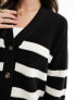 Selected Femme Bloomie cardigan in black white stripe