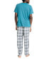 ფოტო #2 პროდუქტის Men's 2-Pc. Classic-Fit Solid T-Shirt & Plaid Flannel Pajama Pants Set