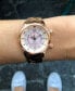 ფოტო #6 პროდუქტის Women's Elise Swiss Tri-Time Rose Gold-Tone Ion-Plated Stainless Steel Bracelet Watch 33mm
