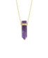 ფოტო #1 პროდუქტის Silver Plated or 14K Gold Plated Quartz Pointed Hexagon Pendant Necklace