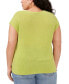 ფოტო #2 პროდუქტის Plus Size Metallic V-Neck Short-Sleeve Sweater