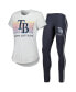 ფოტო #2 პროდუქტის Women's White, Charcoal Tampa Bay Rays Sonata T-shirt and Leggings Sleep Set