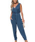 Women's Navy Sleeveless Hooded Cover Up Jumpsuit