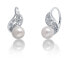 Charming silver earrings with real white pearl JL0706