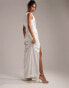 Фото #6 товара ASOS DESIGN Bridal satin one shoulder draped wedding dress in ivory