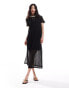 Vila crochet t-shirt maxi dress in black