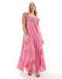 Фото #1 товара ASOS DESIGN crochet swing tiered maxi dress in rose