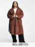 Фото #1 товара Daisy Street Plus midi corduroy coat with tie wrap waist in chocolate