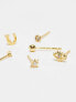 Фото #5 товара Orelia 18k gold plated 6 pack of mixed stud earrings