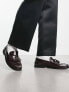 ASOS DESIGN loafers with fringe detail in polished burgundy leather