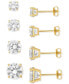 ფოტო #1 პროდუქტის 4-Pc. Set Cubic Zirconia Graduated Solitaire Stud Earrings in 18k Gold-Plated Sterling Silver, Created for Macy's