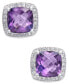 ფოტო #1 პროდუქტის Amethyst (1-3/4 ct. t.w.) and Diamond (1/8 ct. t.w.) Halo Stud Earrings in Sterling Silver