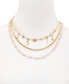 Фото #2 товара GUESS gold-Tone Mixed Stone Layered Necklace, 16" + 2" extender
