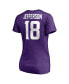 ფოტო #4 პროდუქტის Women's Justin Jefferson Purple Minnesota Vikings Player Icon Name and Number V-Neck T-shirt