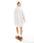 Фото #6 товара Miss Selfridge v neck slouchy knit mini dress in cream